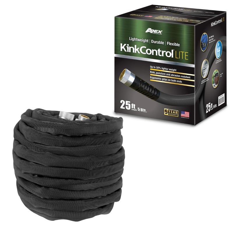 تيكنور ابيكس Kink Control Lite لا يتوسع أو ينفجر، خرطوم حديقة خفيف الوزن للغاية، خرطوم مياه مع مقاومة فائقة للأشعة فوق البنفسجية، قبضة مريحة، قوة انفجار عالية، مقاومة للشبك 25 قدمًا - Image 1